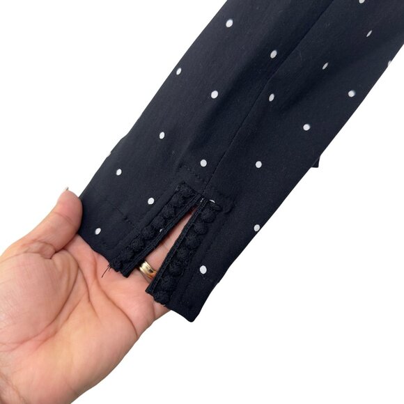 Crown & Ivy Womens 12P Petite Black Polka Dot Stretch Pants Pull On Slim Fit - Picture 10 of 12